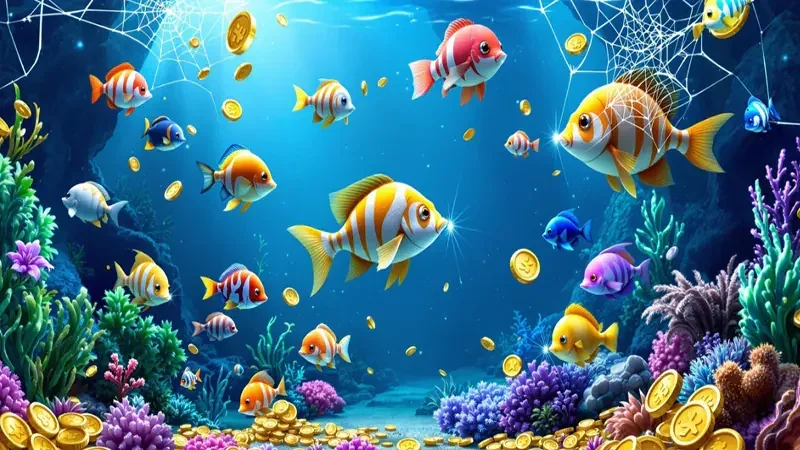 Arena tembak ikan dengan sasaran laut dan kontrol meriam